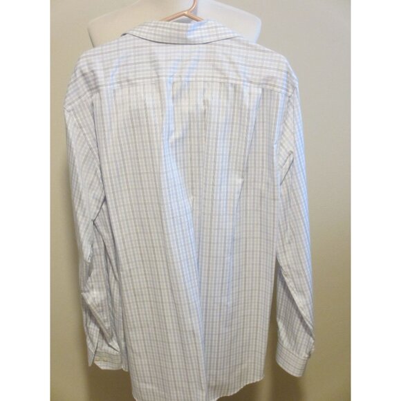 Joseph Abboud Non-Iron 2XLT Blue & White Checkered 100% Cotton Long-Sleeve Butto - Picture 3 of 6
